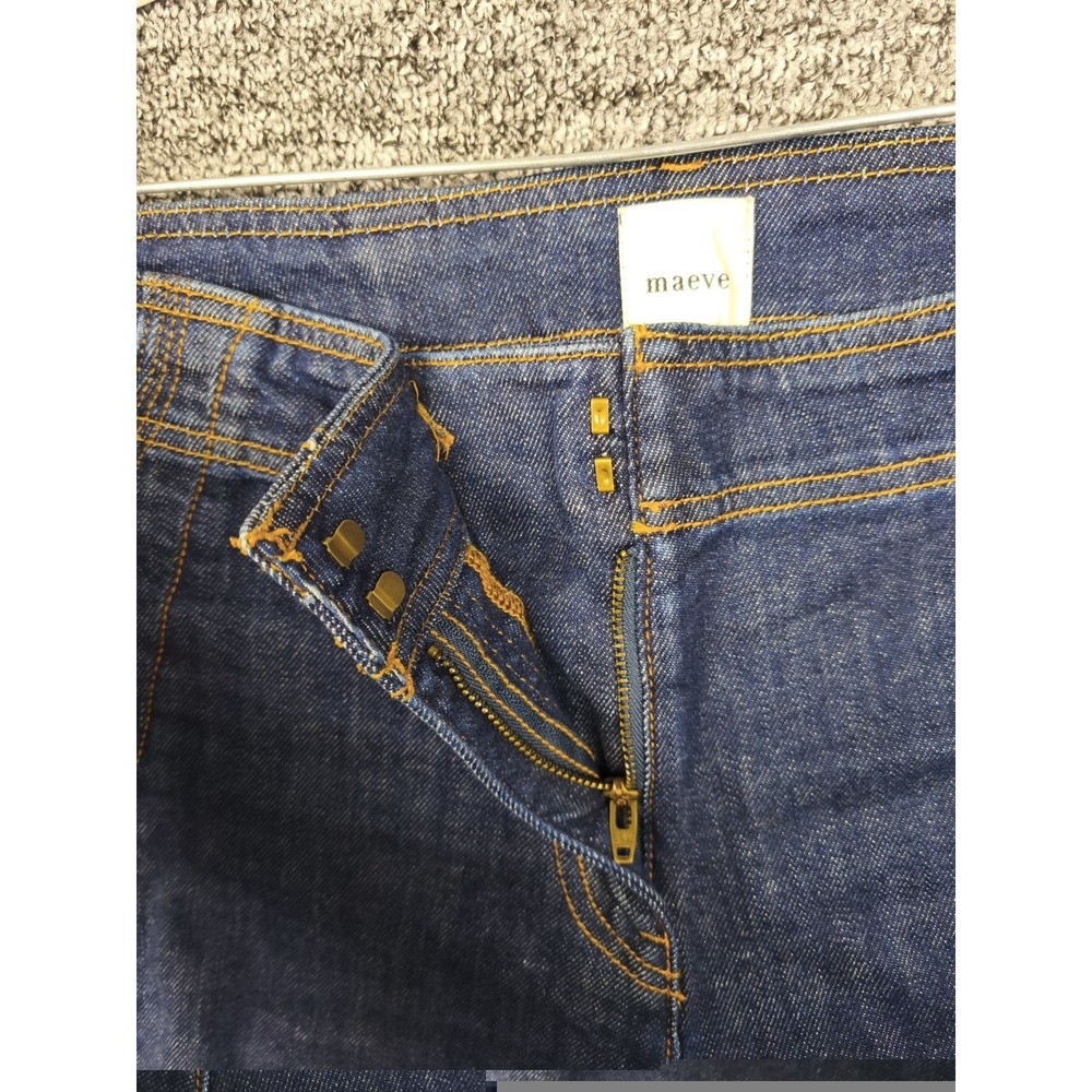 Maeve Anthropologie Colette Wide Leg Crop Jeans Scallop Trim Dark Wash 29 - Picture 4 of 9